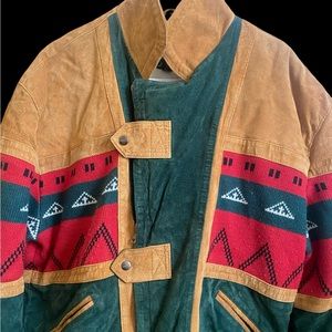 Men’s VTG Adler Suede/Knit Sherpa Lined Bomber Jacket large size